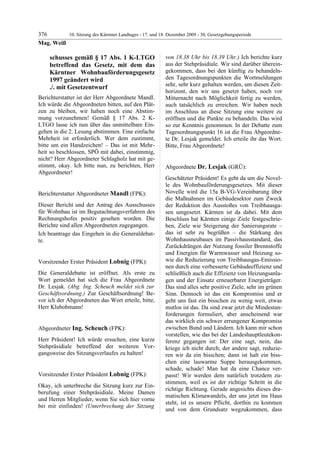 10. LTG-Sitzung am 17. Dezember 2009