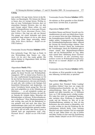 10. LTG-Sitzung am 17. Dezember 2009