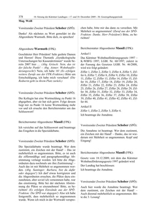 10. LTG-Sitzung am 17. Dezember 2009