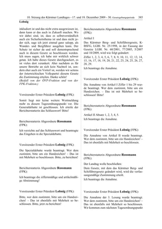 10. LTG-Sitzung am 17. Dezember 2009