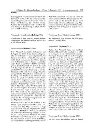 10. LTG-Sitzung am 17. Dezember 2009