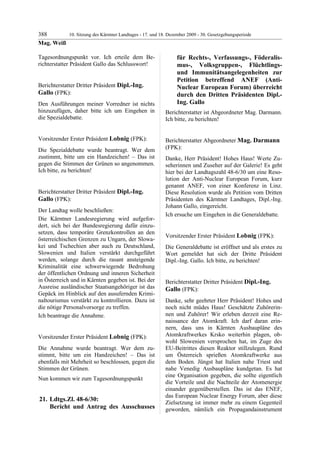 10. LTG-Sitzung am 17. Dezember 2009