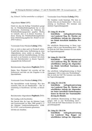 10. LTG-Sitzung am 17. Dezember 2009