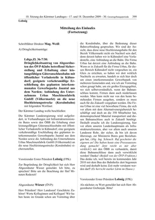 10. LTG-Sitzung am 17. Dezember 2009