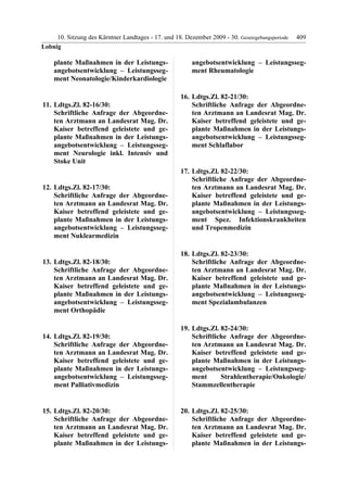 10. LTG-Sitzung am 17. Dezember 2009