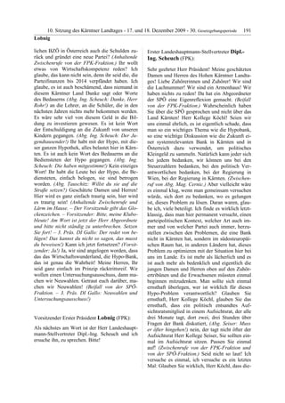 10. LTG-Sitzung am 17. Dezember 2009