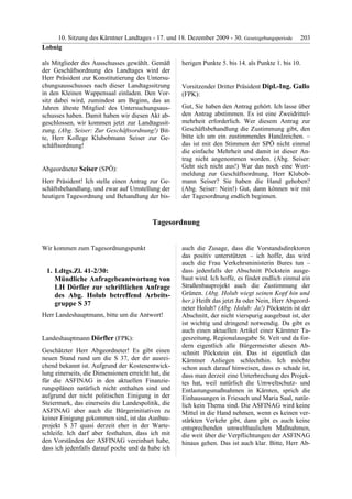 10. LTG-Sitzung am 17. Dezember 2009