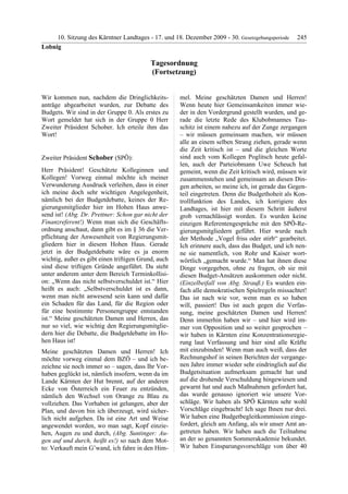 10. LTG-Sitzung am 17. Dezember 2009