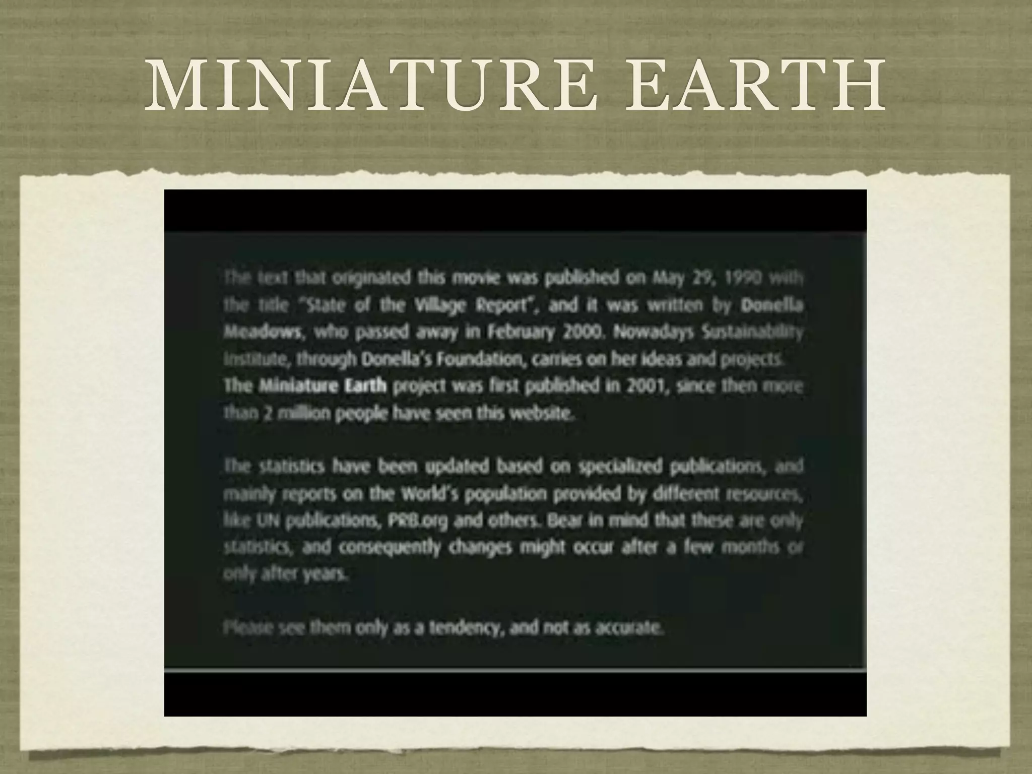 MINIATURE EARTH
 