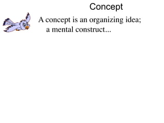 Concept
A concept is an organizing idea;
  a mental construct...
 