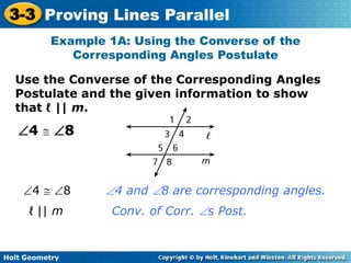 10 12-11 holt 3-3 proving lines parallel | PPTX | Physics | Science
