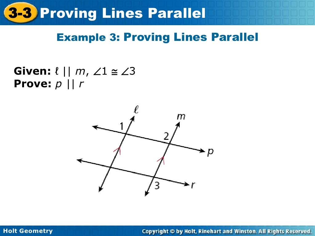 10 12 11 Holt 3 3 Proving Lines Parallel 10 12 11 Holt 3 3 Proving Lines Parallel