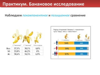 Практикум. Банановое исследование Наблюдаем  покомпонентное  и  позиционное  сравнение 