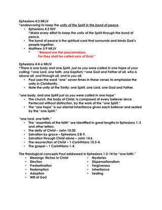 10-13-19, Ephesians 4;1-10, Walking Together, Unity in the Body of ...