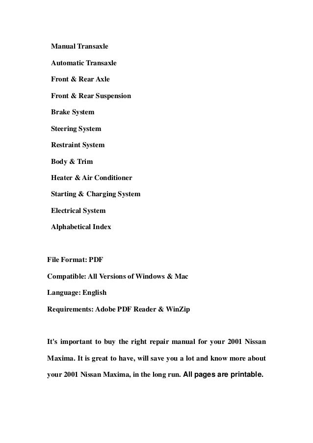 Nissan Owners Manual PDF Download