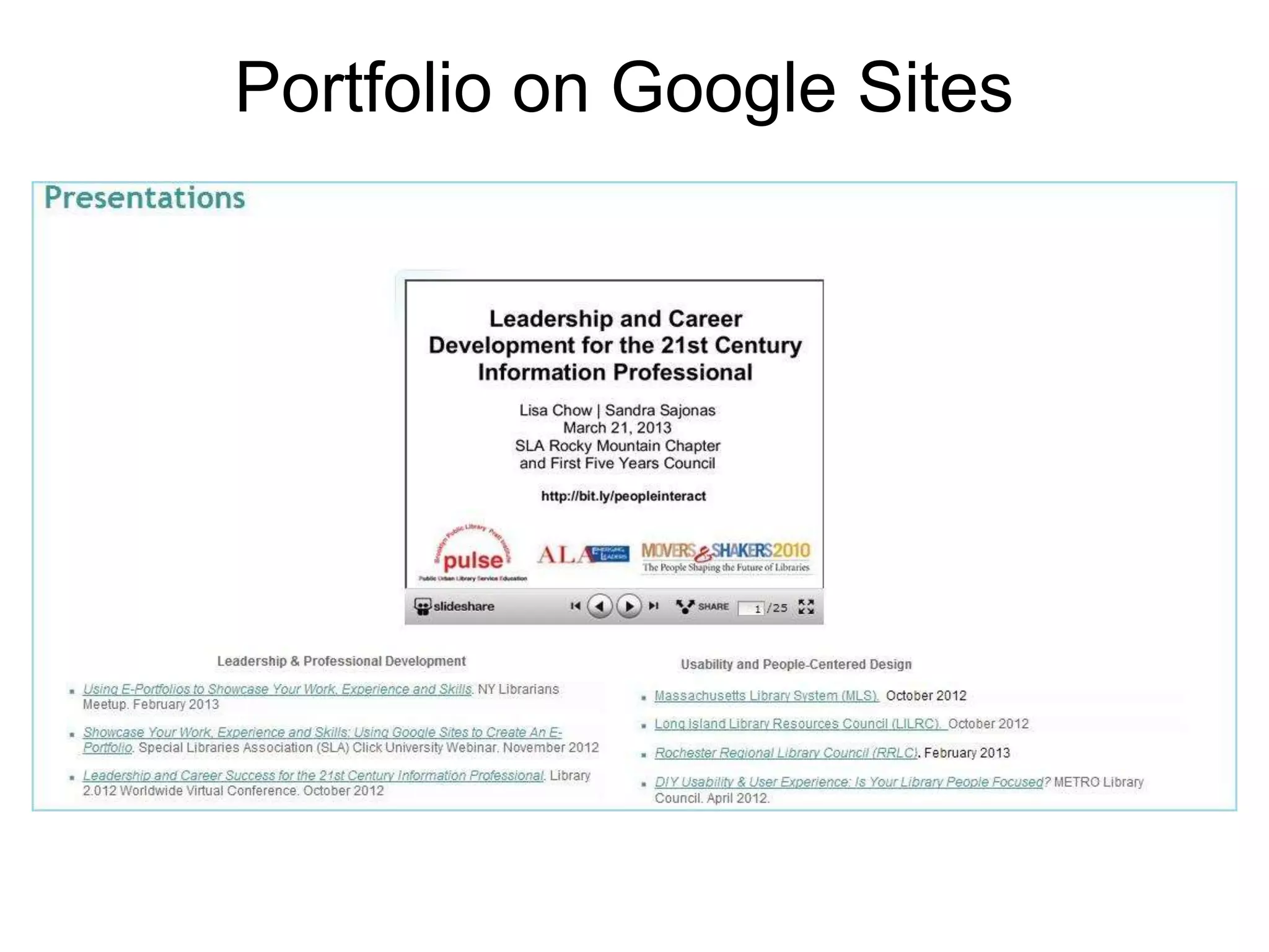 Portfolio on Google Sites

 
