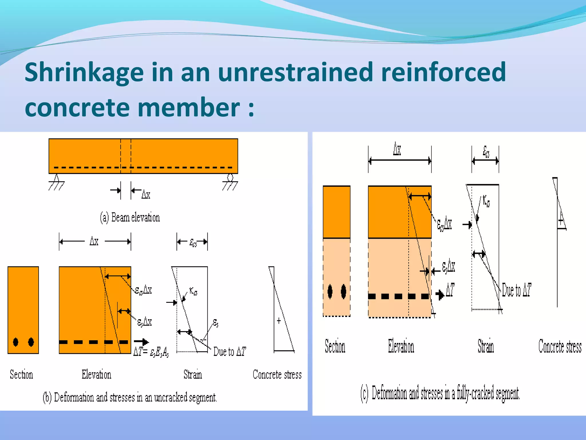 Shrinkage in an unrestrained reinforced
concrete member :

 