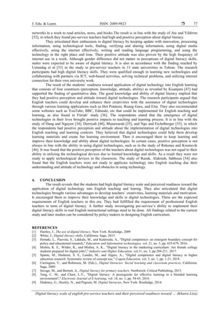 Digital literacy scale of english pre-service teachers and their ...