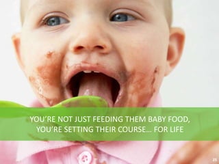 YOU’RE NOT JUST FEEDING THEM BABY FOOD,
YOU’RE SETTING THEIR COURSE… FOR LIFE
25
 