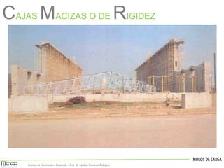 MUROS DE CARGA
Sistemas de Construccióny Estimación – Prof: Dr. Carolina StevensonRodriguez
CAJAS MACIZAS O DE RIGIDEZ
 
