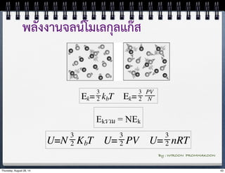พลังงานจลน์โมเลกุลแก๊ส 
By : WIROON PROMMAKOON 
Ekรวม = NEk 
Thursday, August 28, 14 43 
 