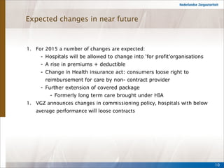 Expected changes in near future 
1. For 2015 a number of changes are expected: 
- Hospitals will be allowed to change into...