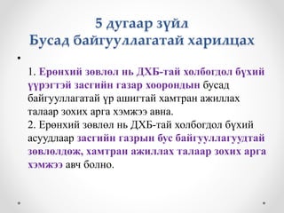 5 дугаар зүйл 
Бусад байгууллагатай харилцах 
• 
1. Ерөнхий зөвлөл нь ДХБ-тай холбогдол бүхий 
үүрэгтэй засгийн газар хоорондын бусад 
байгууллагатай үр ашигтай хамтран ажиллах 
талаар зохих арга хэмжээ авна. 
2. Ерөнхий зөвлөл нь ДХБ-тай холбогдол бүхий 
асуудлаар засгийн газрын бус байгууллагуудтай 
зөвлөлдөж, хамтран ажиллах талаар зохих арга 
хэмжээ авч болно. 
 