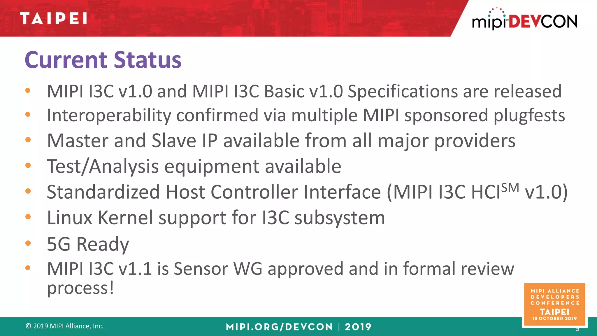 MIPI DevCon Taipei 2019: An Introduction to MIPI I3C® v1.1 and What's ...