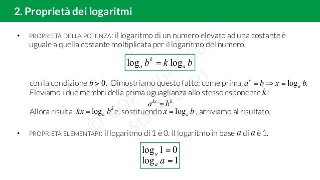 Logaritmi E Loro Propriet 