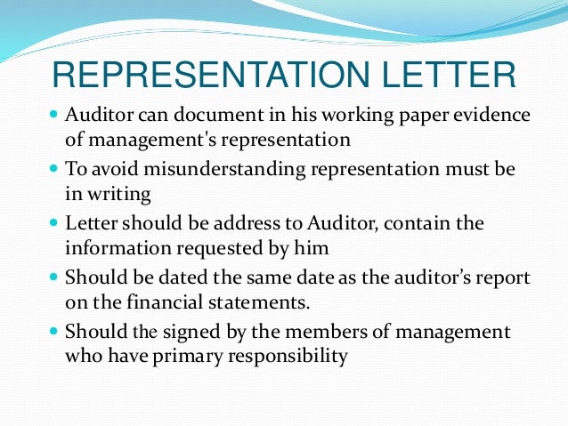management 580 representation letter isa verification 10.