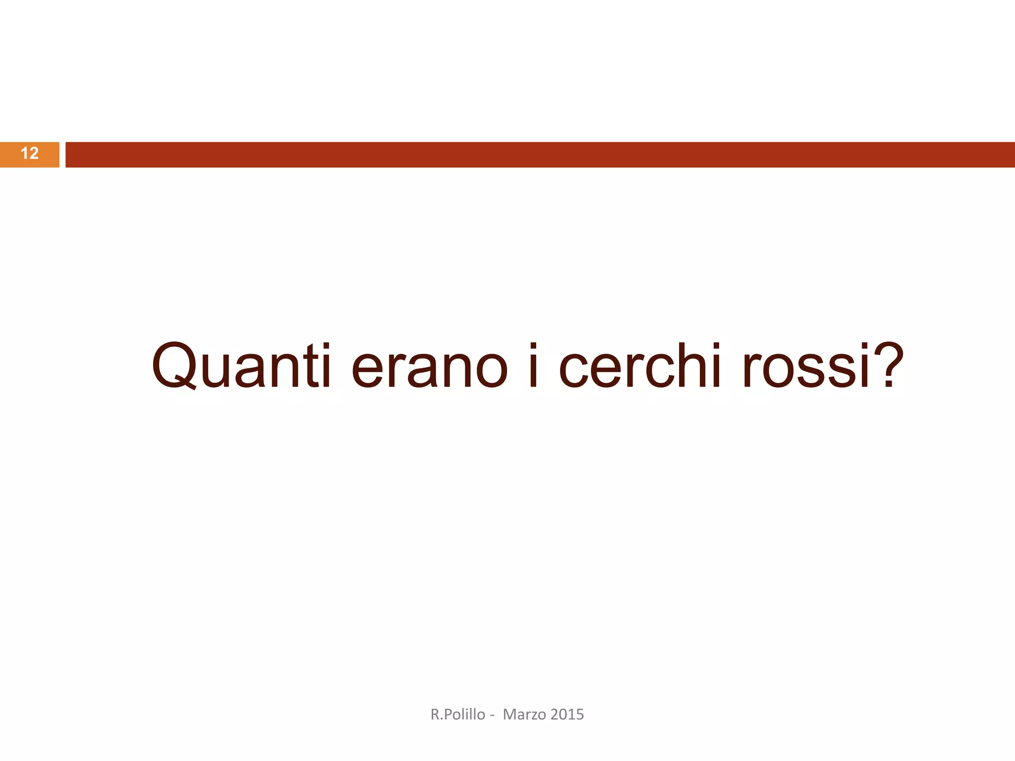 Quanti erano i cerchi rossi?
R.Polillo - Marzo 2015
12
 