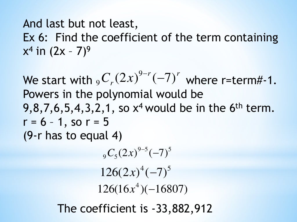 10.2 using combinations and the binomial theorem