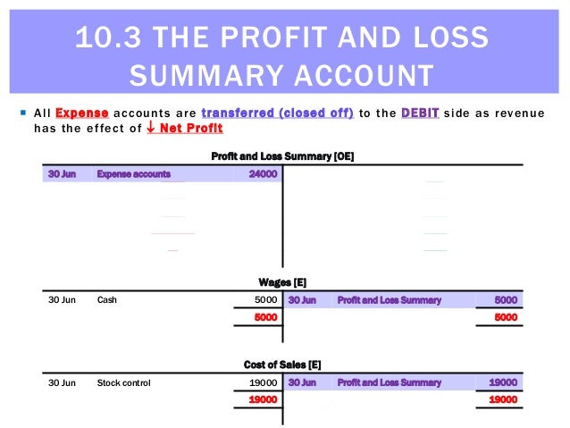 profit and loss summary