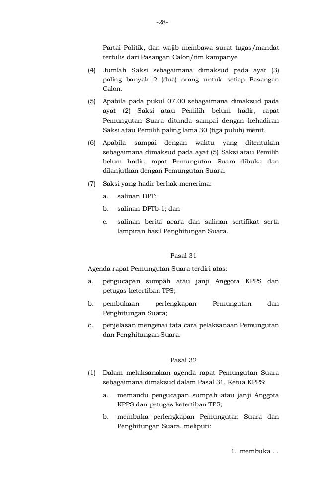 Contoh Surat Mandat Saksi Pemilukada