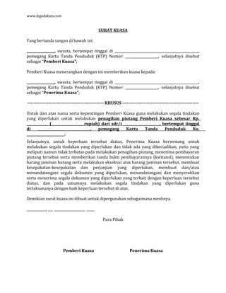 Surat Kuasa Penagihan Hutang - Homecare24