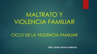MALTRATO Y
VIOLENCIA FAMILIAR
CICLO DE LA VIOLENCIA FAMILIAR
OBST. ZULMA DÁVILA QUIROGA.
 