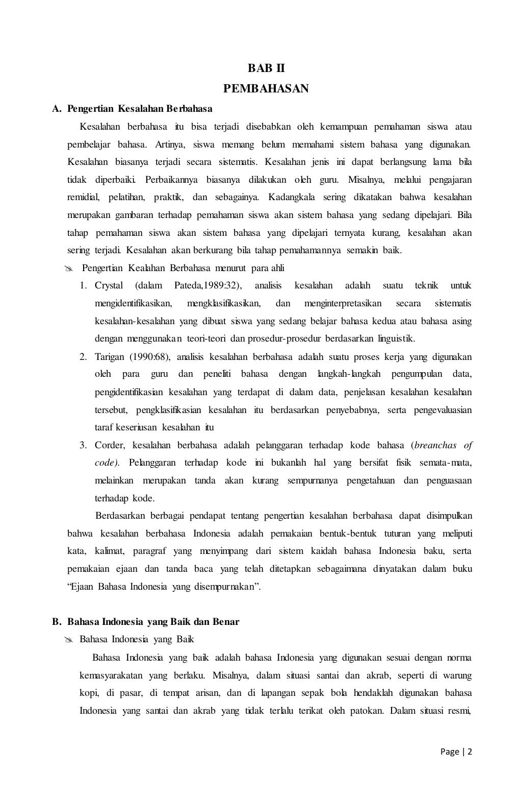 Makalah Analisis Kesalahan Berbahasa Indonesia