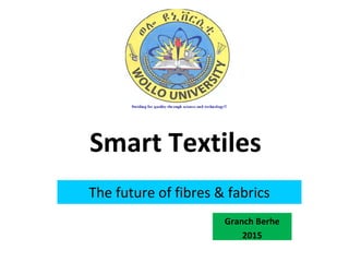 Smart Textiles
The future of fibres & fabrics
Granch Berhe
2015
 