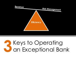 Keys to Operating
an Exceptional Bank
Efficiency
3
 