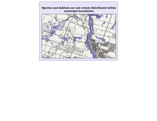 Species and habitats are not evenly distributed within
municipal boundaries
 