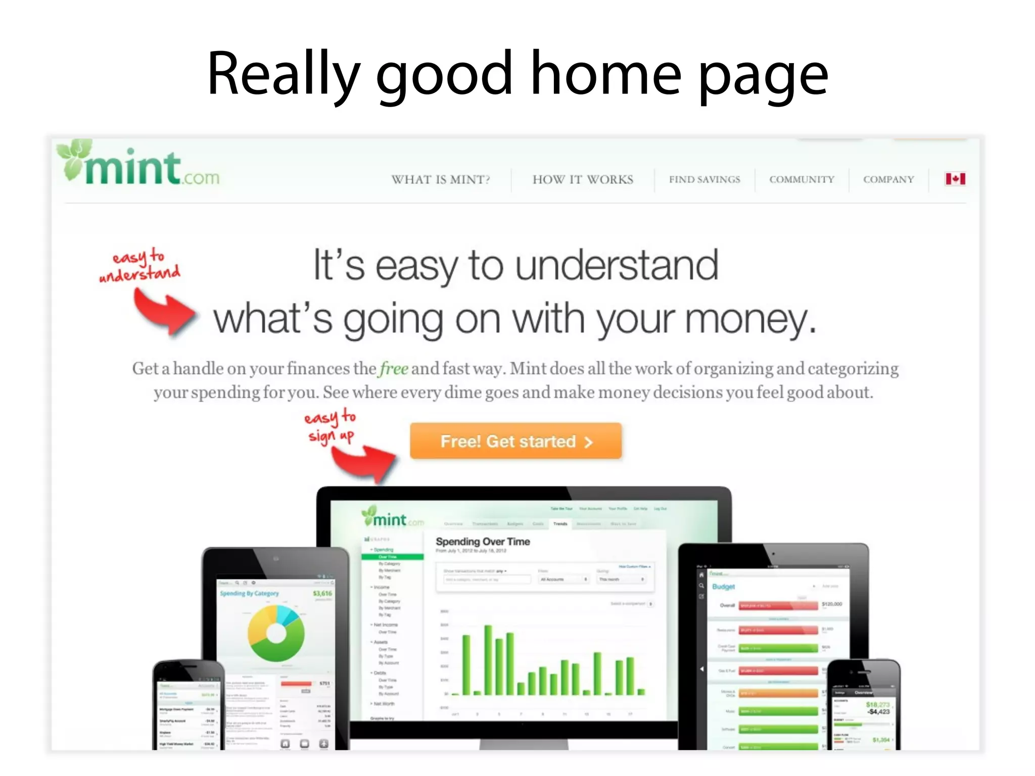 Really good home page
 