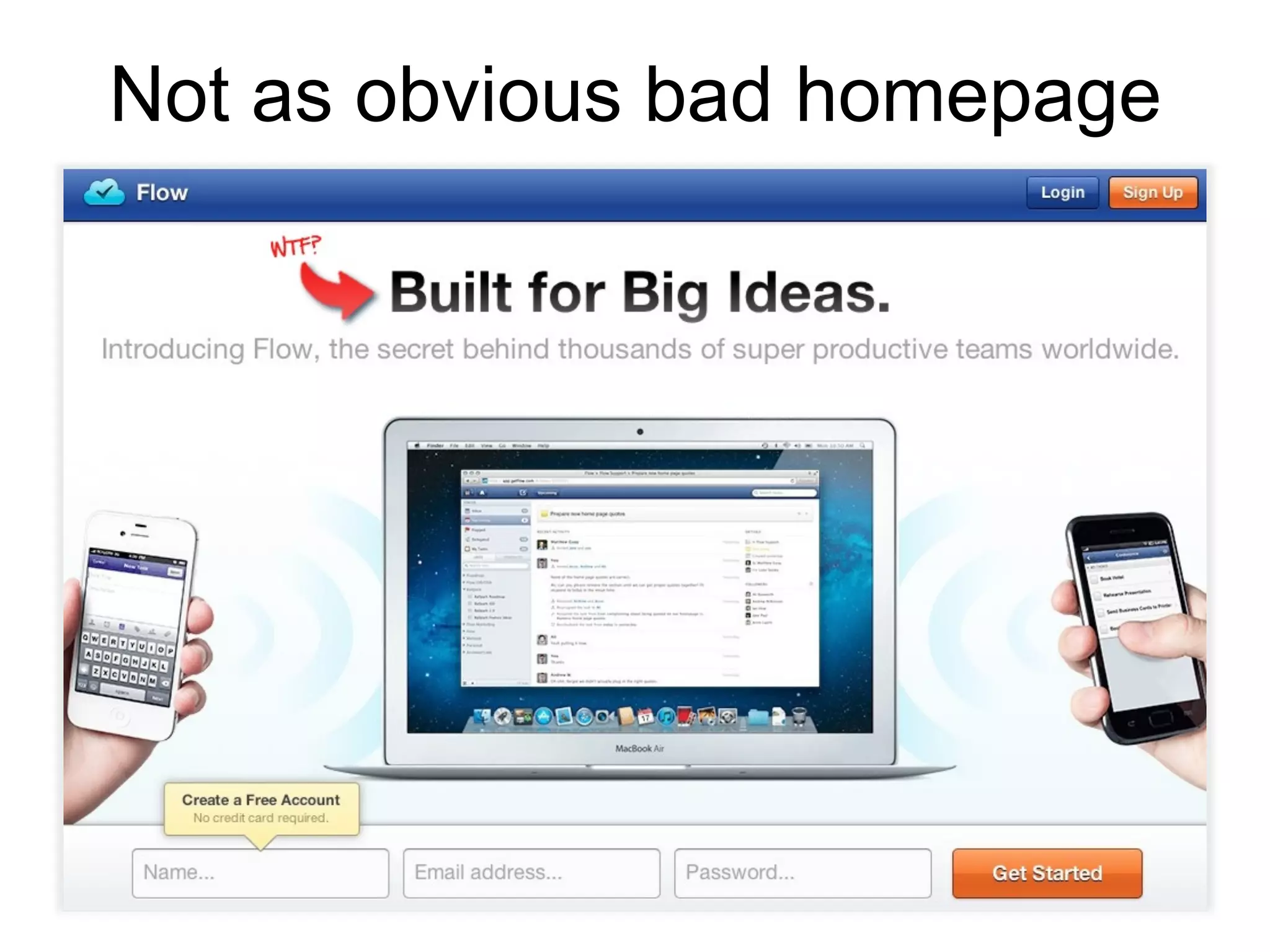 Not as obvious bad homepage
 