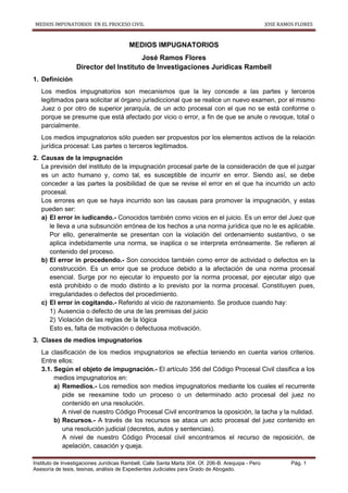 MEDIOS IMPUGNATORIOS EN EL PROCESO CIVIL | PDF