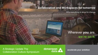 Wherever you are,
we’re on it.
accelerate your ambition
Collaboration and Workspaces for tomorrow
Why everything is about ...