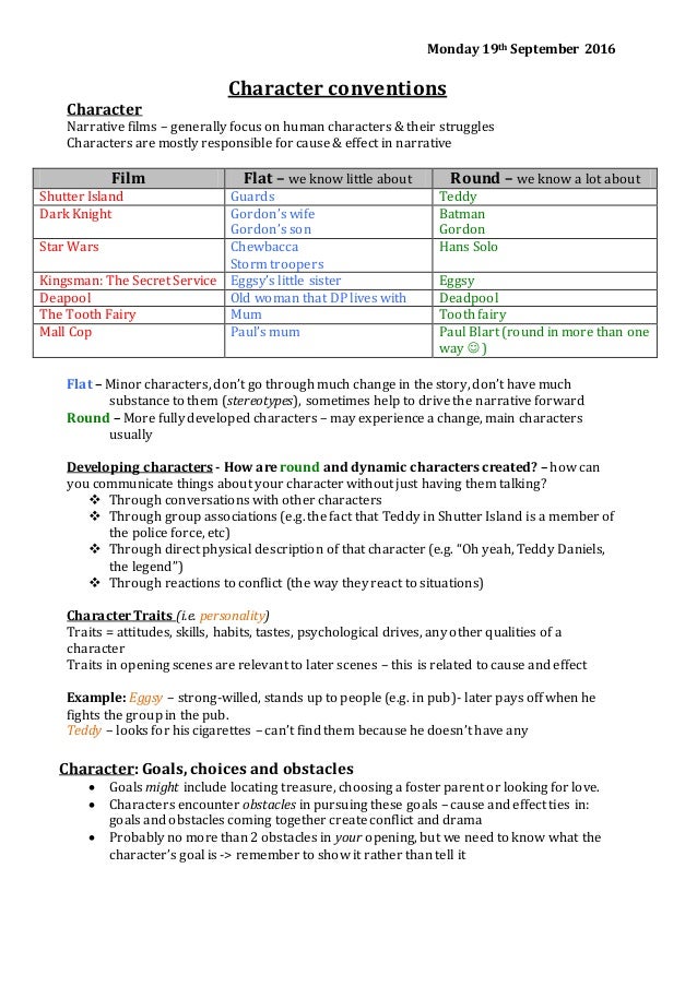 Character Conventions Thriller Films Character Conventions Thriller Films