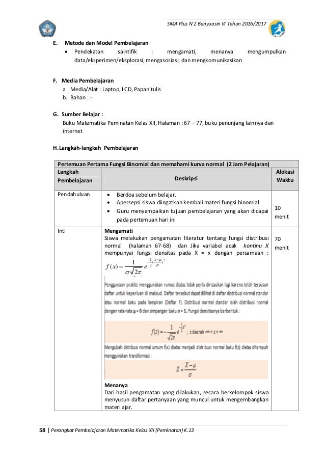 Rpp Matematika Peminatan Xii K 13