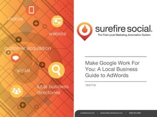 Make Google Work For
You: A Local Business
Guide to AdWords
10/27/16
 