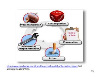 33
http://www.prochange.com/transtheoretical-model-of-behavior-change last
accessed on 28/3/2016
 