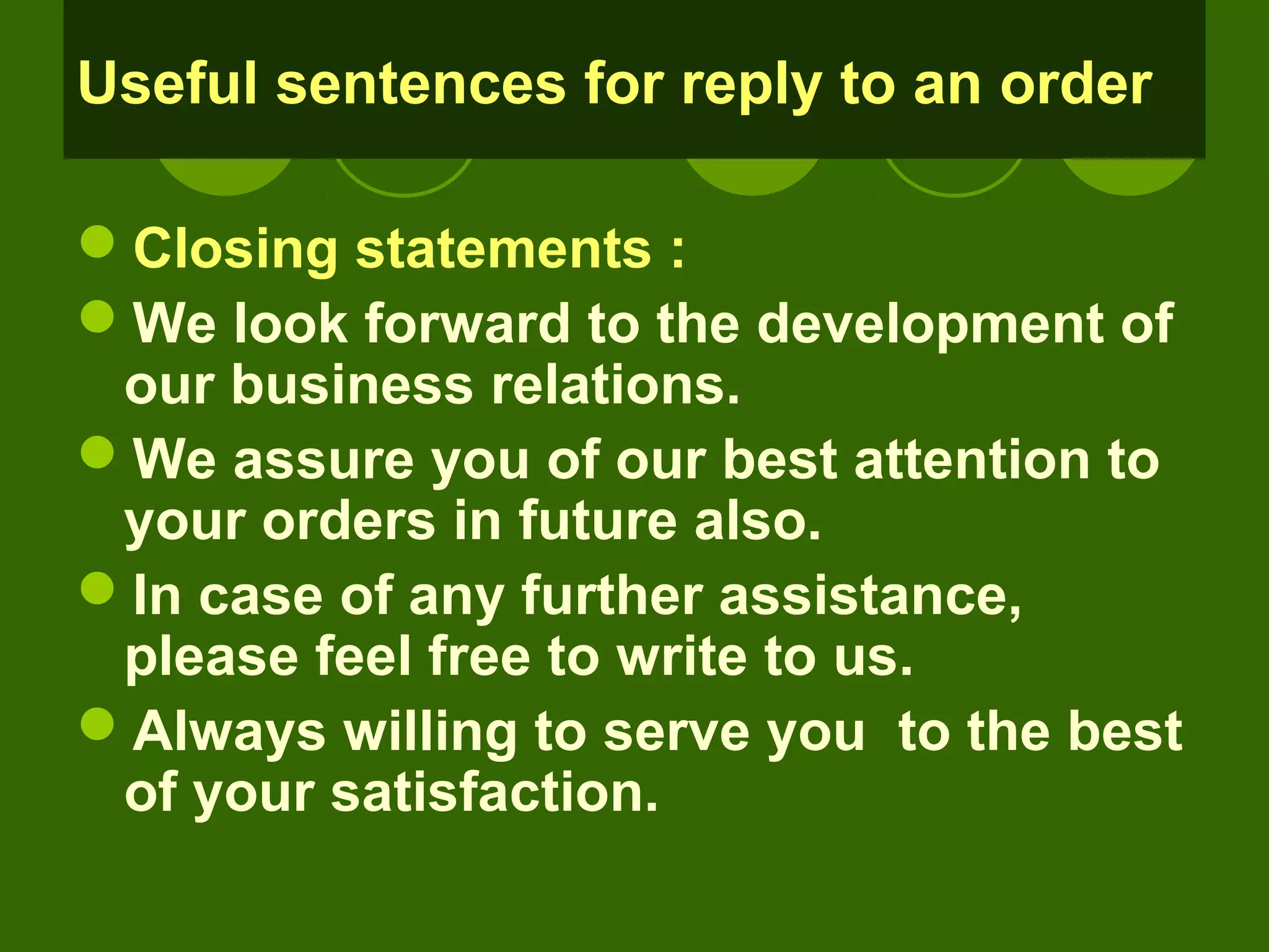 10. reply to an order | PPT