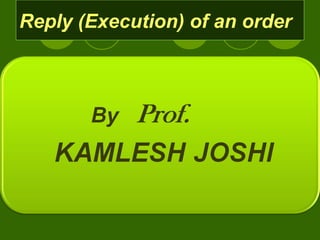 Reply (Execution) of an order
 